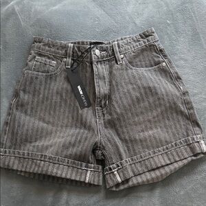 Fashion Nova Charcoal Striped Jean Shorts